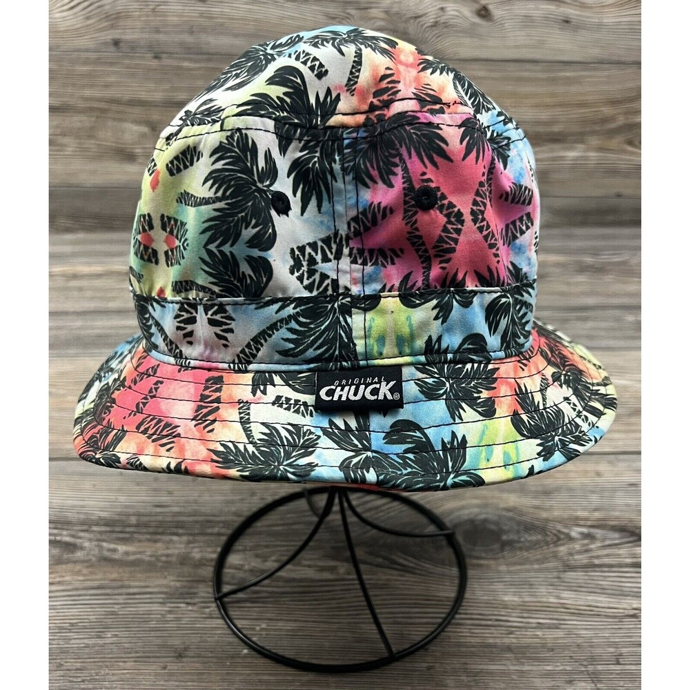 Original CHUCK Bucket Hat One Size Hawaiian Print Palm Trees Beach Resort Vacay‎